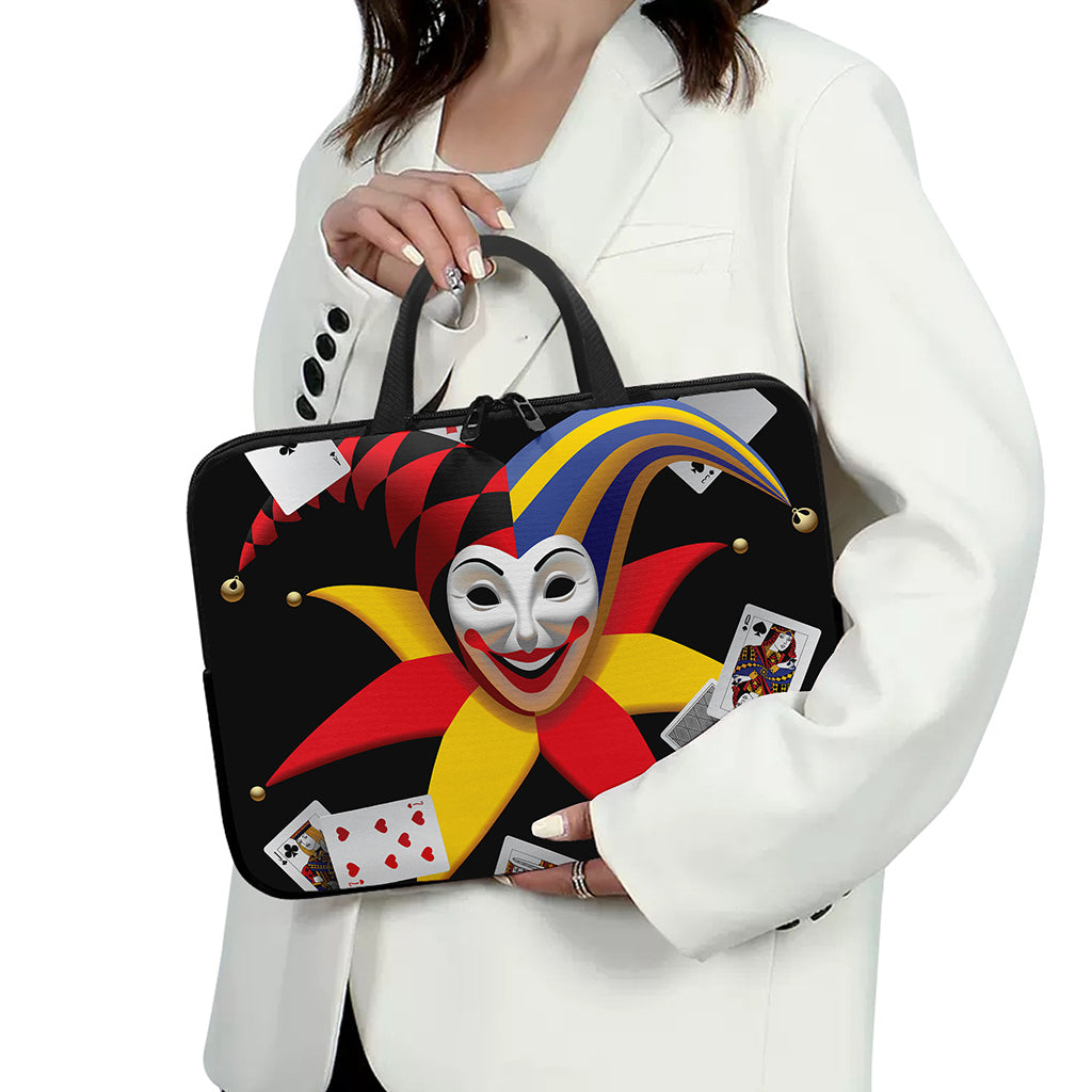 Joker And Playing Cards Print Laptop Sleeve With Handle