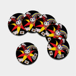 Joker And Playing Cards Print Leather Coaster Set