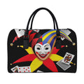 Joker And Playing Cards Print Leather Duffel Bag