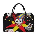 Joker And Playing Cards Print Leather Duffle Bag