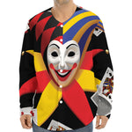 Joker And Playing Cards Print Long Sleeve Baseball Jersey