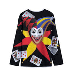 Joker And Playing Cards Print Long Sleeve Short Coat