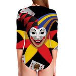 Joker And Playing Cards Print Long Sleeve Swimsuit