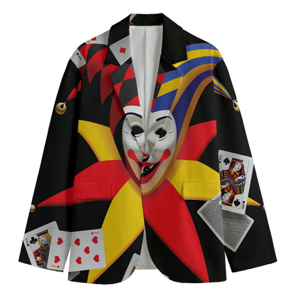 Joker And Playing Cards Print Men's Blazer