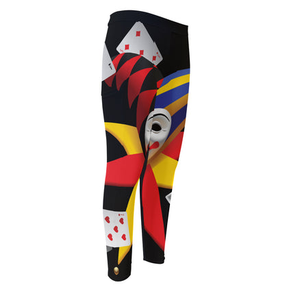 Joker And Playing Cards Print Men's Compression Pants