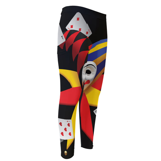 Joker And Playing Cards Print Men's Compression Pants