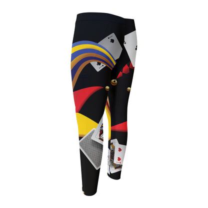 Joker And Playing Cards Print Men's Compression Pants