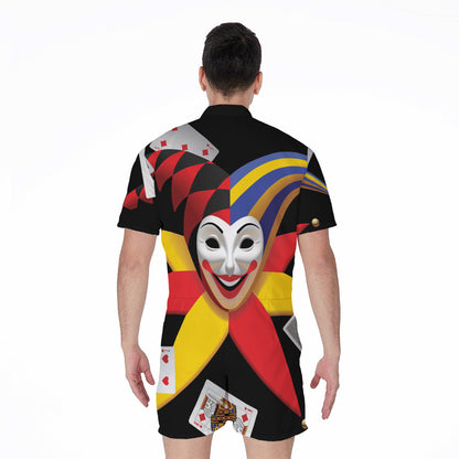 Joker And Playing Cards Print Men's Rompers