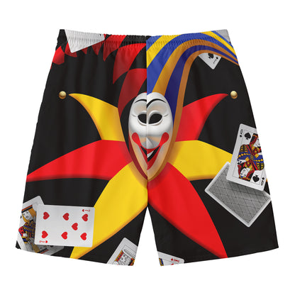 Joker And Playing Cards Print Men's Swim Trunks