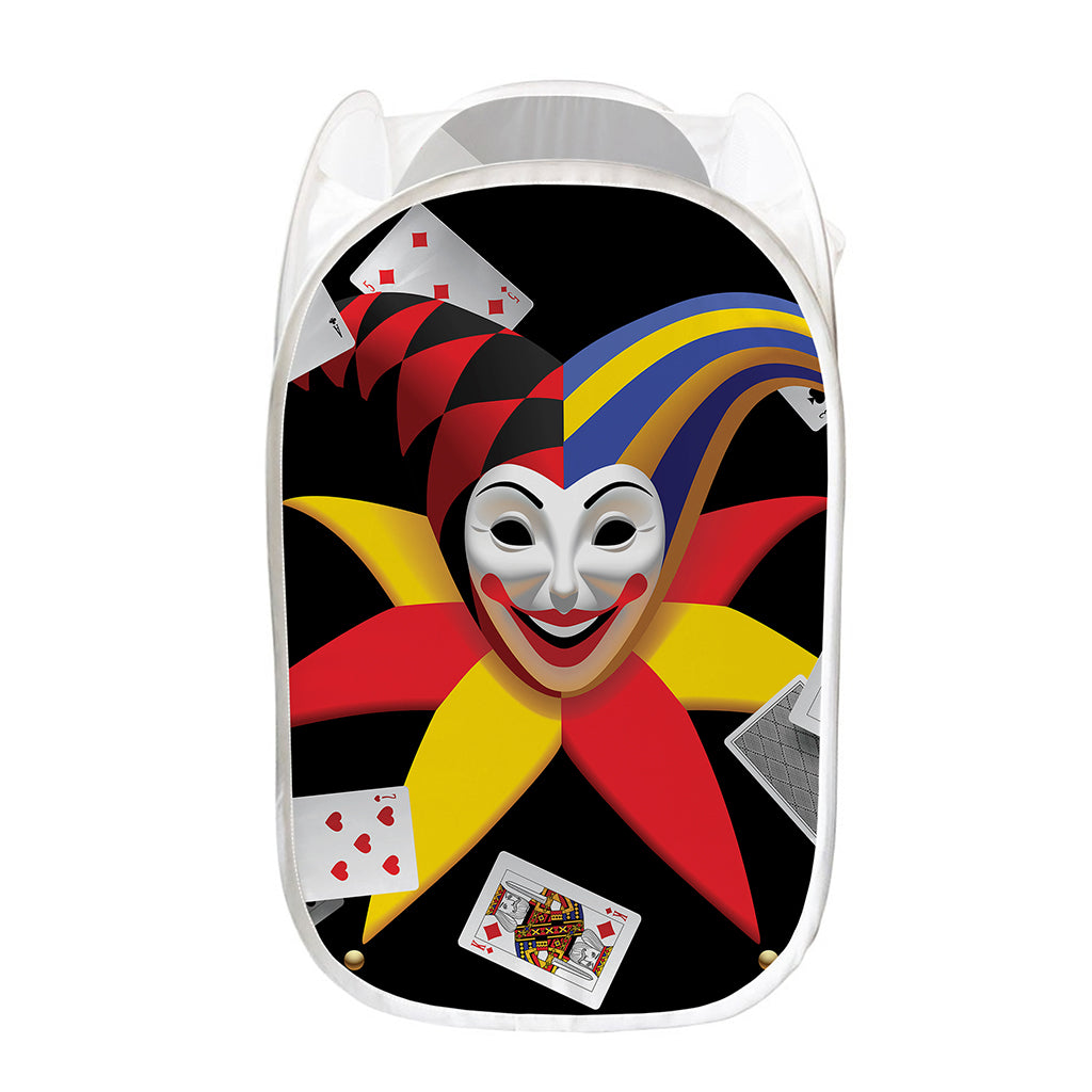 Joker And Playing Cards Print Mesh Laundry Hamper