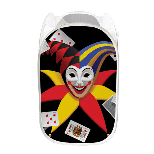 Joker And Playing Cards Print Mesh Laundry Hamper