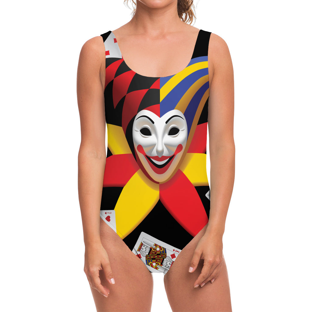 Joker And Playing Cards Print One Piece Swimsuit