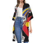 Joker And Playing Cards Print Open Front Beach Cover Up