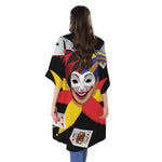 Joker And Playing Cards Print Open Front Beach Cover Up