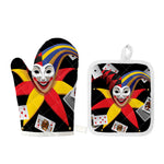 Joker And Playing Cards Print Oven Mitt And Pot Holder Set
