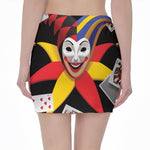 Joker And Playing Cards Print Pencil Mini Skirt