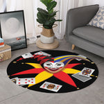 Joker And Playing Cards Print Round Rug