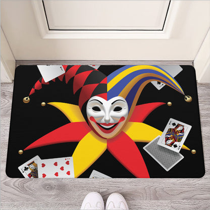 Joker And Playing Cards Print Rubber Doormat