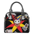 Joker And Playing Cards Print Shoulder Handbag