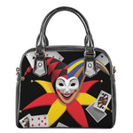 Joker And Playing Cards Print Shoulder Handbag
