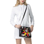 Joker And Playing Cards Print Shoulder Handbag