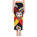 Joker And Playing Cards Print Side Slit Maxi Skirt