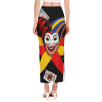 Joker And Playing Cards Print Side Slit Maxi Skirt
