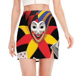 Joker And Playing Cards Print Side Slit Mini Skirt