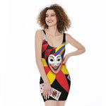 Joker And Playing Cards Print Sleeveless Bodycon Dress