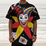 Joker And Playing Cards Print Textured Short Sleeve Shirt