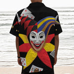 Joker And Playing Cards Print Textured Short Sleeve Shirt