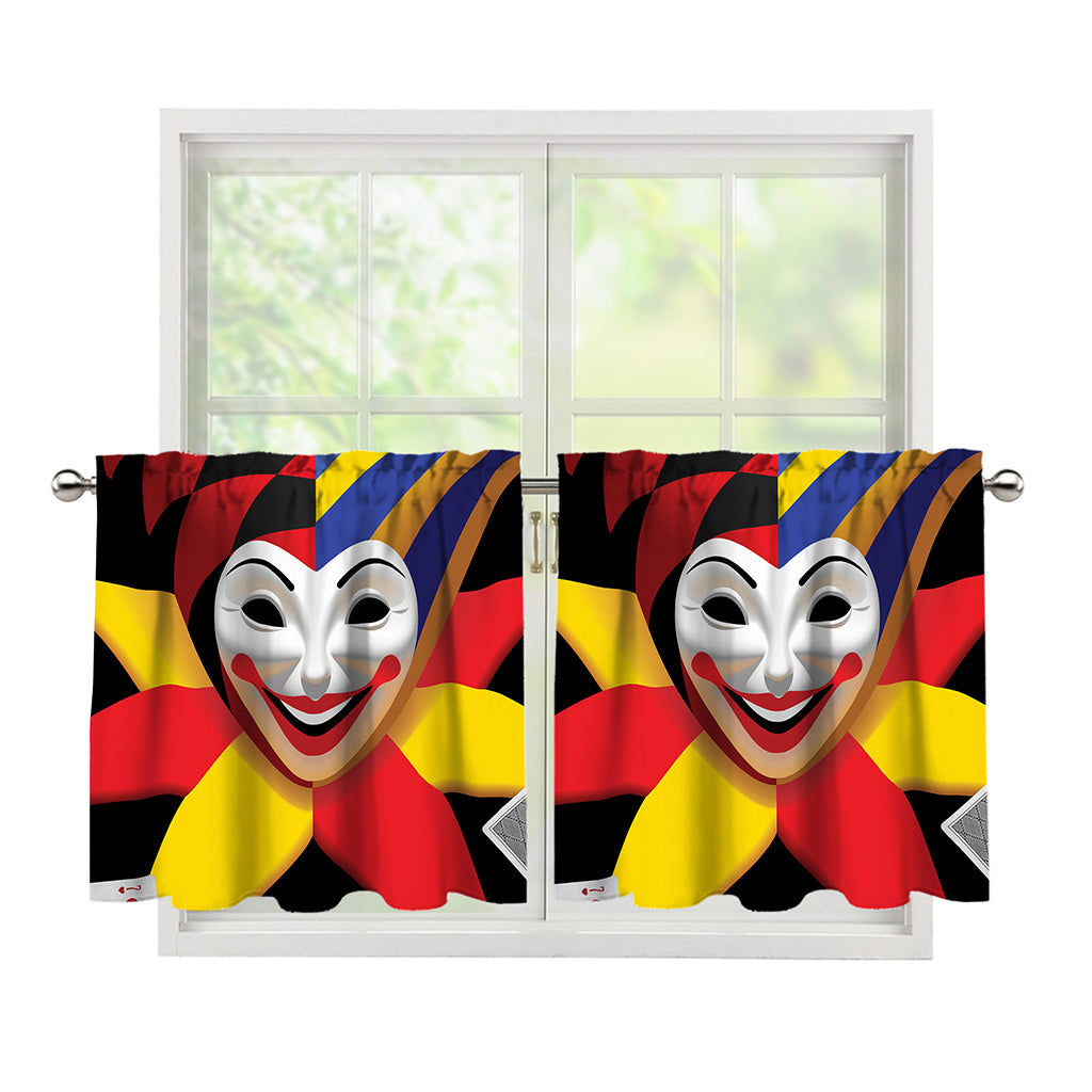 Joker And Playing Cards Print Tier Curtains