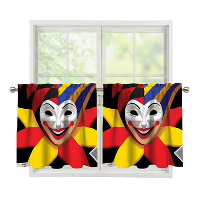 Joker And Playing Cards Print Tier Curtains