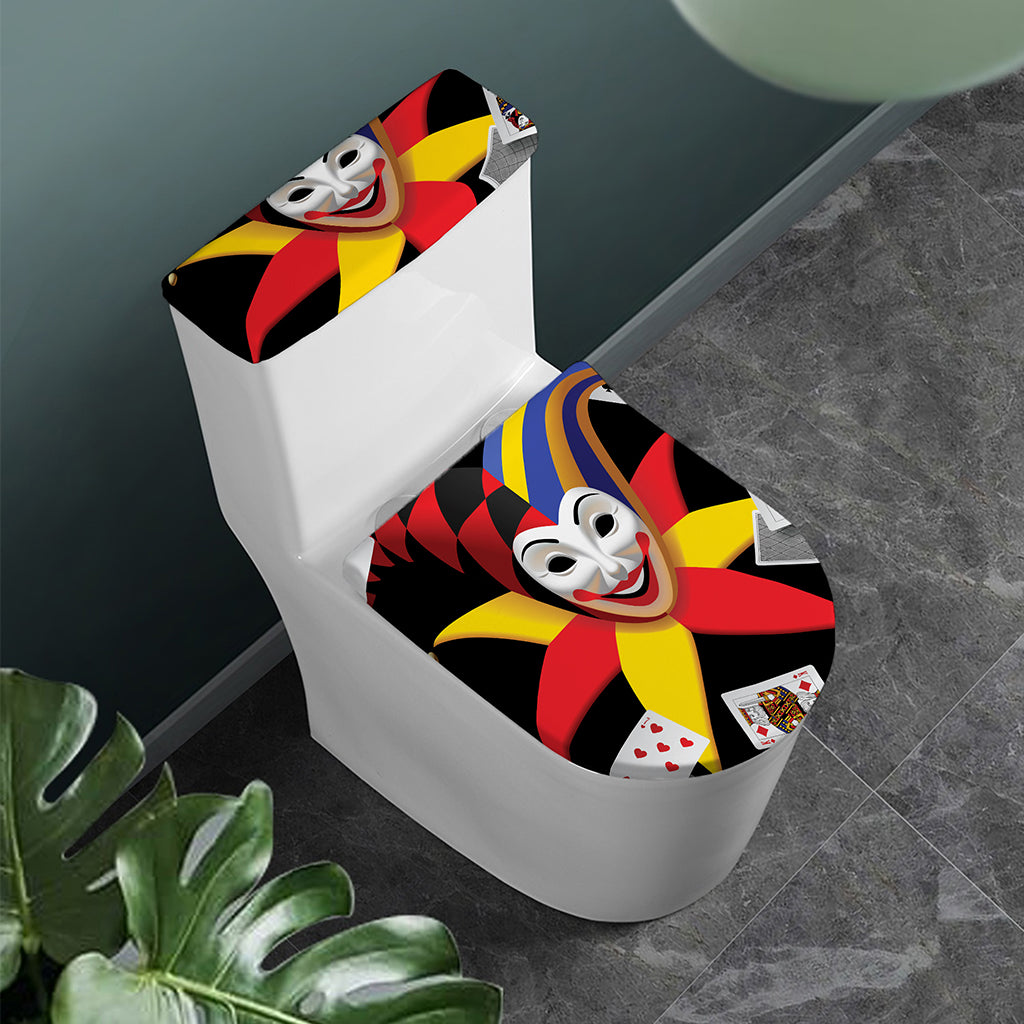 Joker And Playing Cards Print Toilet Lid And Tank Cover Set
