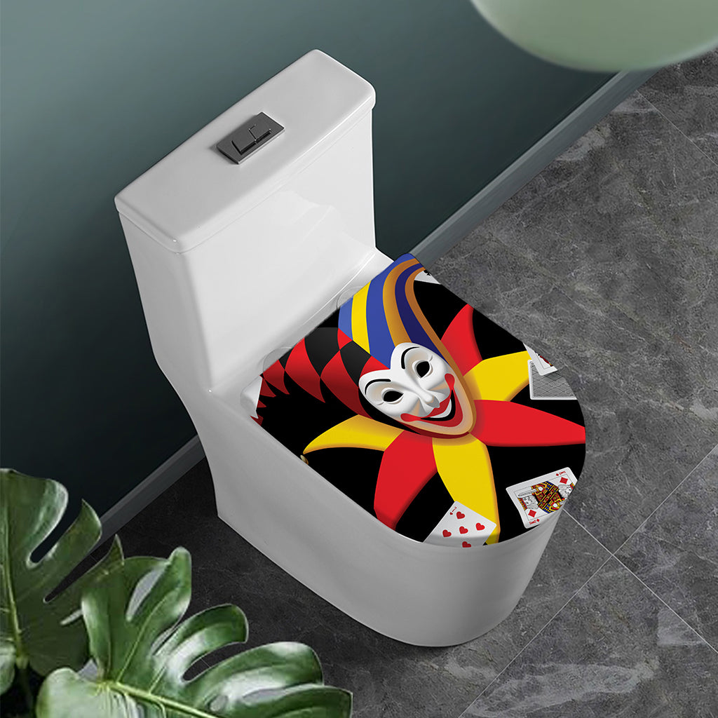 Joker And Playing Cards Print Toilet Lid Cover