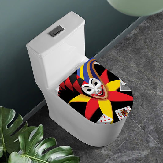 Joker And Playing Cards Print Toilet Lid Cover