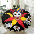 Joker And Playing Cards Print Waterproof Round Tablecloth