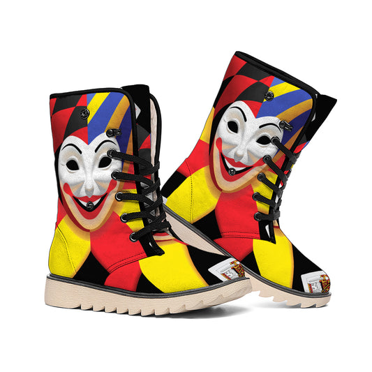 Joker And Playing Cards Print Winter Boots