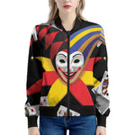 Joker And Playing Cards Print Women's Bomber Jacket