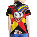Joker And Playing Cards Print Women's Polo Shirt