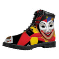 Joker And Playing Cards Print Padded Collar Lace Up Boots