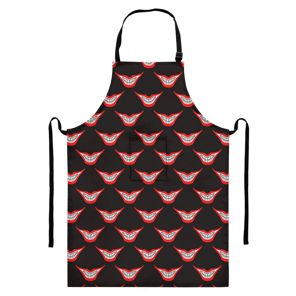 Joker Smile Pattern Print Bib Apron With Pocket
