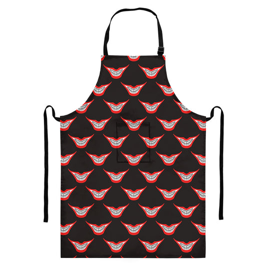 Joker Smile Pattern Print Bib Apron With Pocket