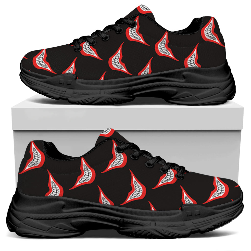 Joker Smile Pattern Print Black Chunky Shoes