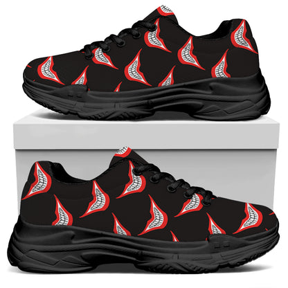 Joker Smile Pattern Print Black Chunky Shoes
