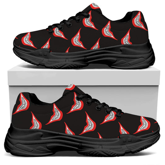 Joker Smile Pattern Print Black Chunky Shoes