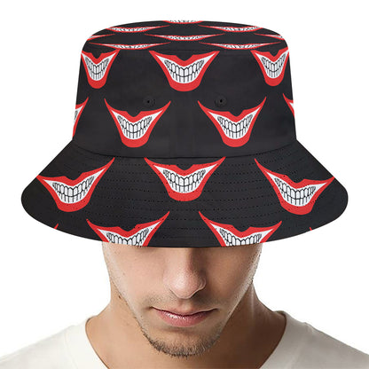 Joker Smile Pattern Print Bucket Hat