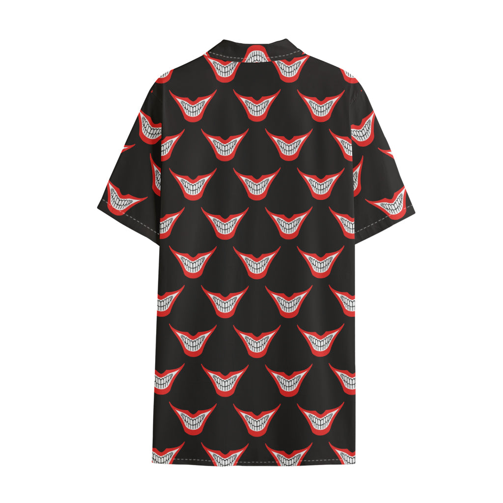 Joker Smile Pattern Print Cotton Hawaiian Shirt