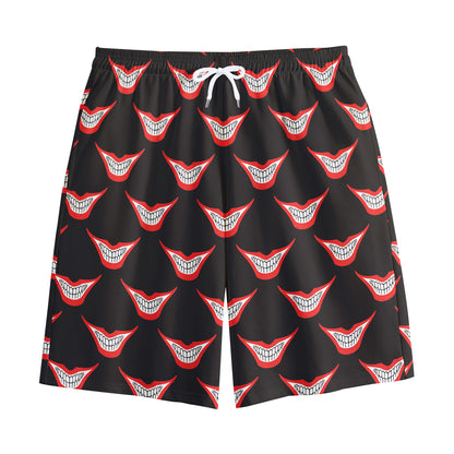 Joker Smile Pattern Print Cotton Shorts