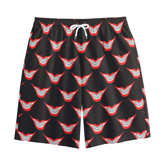 Joker Smile Pattern Print Cotton Shorts